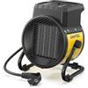 DAHTEC Termoventilatore Ceramico 2000W per Garage Officina | PTC ceramico, 3 modalità, termostato regolabile, 40 gradi inclinabile, protezione calore, blocco bambini