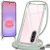 Oelrstfe Cover con Cordino per Samsung Galaxy A27 5G, Verde | Trasparente Silicone Custodia con Regolabile Collana Laccio Tracolla,Antigraffio Proteggere Case Corda per Samsung Galaxy A27