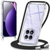 Oelrstfe Cover con Cordino per Xiaomi Redmi Note 15 5G/4G/Poco M8, Nero | Trasparente Silicone Custodia con Regolabile Collana Laccio Tracolla, Antigraffio Proteggere Case Corda per Redmi Note 15