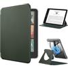 FINTIE Custodia per 7 Kindle Paperwhite (12ª Gen, 2024)/Colorsoft (1ª Gen) | Custodia Supporto Magnetico Rotante Girevole 360° Staccabile Cover Retro Trasparente con Auto Sveglia/Sonno, Verde Alpino
