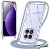Oelrstfe Cover con Cordino per Xiaomi Redmi Note 15 5G/4G/Poco M8, Blu | Trasparente Silicone Custodia con Regolabile Collana Laccio Tracolla, Antigraffio Proteggere Case Corda per Redmi Note 15