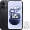 XIAOMI Redmi Note 17 4G,Smartphone,6+256 GB,IP65,Display AMOLED,Fotocamera 50 MP,120 Hz,Batteria 7700 mAh,Nero,Cuffie Bianco incluse