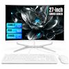 SUKOTOP PC all-in-one, schermo FHD curvo da 27 pollici, inclinazione regolabile | PC Core i7, 8 GB DDR3, SSD 256 GB, altoparlanti surround,porte varie, tastiera mouse fornita, pronto all'uso