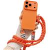 Emlivi Custodia per cellulare per iPhone 18 Pro Max, con cordino da appendere, antiurto, in morbido silicone TPU, protezione per fotocamera, rimovibile, colore arancione