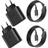 Ruilezyo 45W USB C Caricatore 2 Pezzi Caricabatterie per Samsung Galaxy S26 Ultra/S26/S25/S25 Ultra/S24 Ultra/S23/S22/S21/S20/A57 A56 A55 A37 A36 A35 A27 A26 A17 A16 A06 5g pour 2M Câble