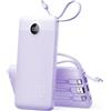 VRURC Batteria esterna 20000mAh Power Bank USB C 20W con cavi e display LED batteria portatile 4 uscite compatibile con iPhone, Huawei, Samsung Telefono Tablet (viola)