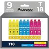 Pilogico 9 Cartucce Colori compatibili Epson 18XL T1812 T1813 T1814 - 3 Ciano, 3 Magenta, 3 Giallo - per Epson Expression Home XP-30, XP-102, XP-202, XP-205, XP-212, XP-215, XP-225, XP-302, XP-305, XP-312