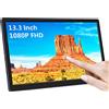 Magedok Schermo touch screen portatile 13.3 FHD USB C Display Mobile Screen con Type-C OTG, Mini HDMI, USB C Portable Monitor, Narrow Bezel per Laptop PC Mac Game Console