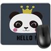Yeuss Tappetino Per Mouse Rettangolare Antiscivolo Hello Panda Mouse Pad, Simpatici Tappetini Per Mouse Da Gioco Panda Animal Cartoon Design, Grigio Bianco Nero, 200mm X 240mm
