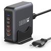 sccvee 200W Caricabatterie USB C Multiplo, Stazione di ricarica rapida GaN III a 5 porte, 100W PD Caricatore QC PPS Alimentatore Presa USB Compatibile con MacBook Pro/Air/iPhone 15/16 Pro Max/Galaxy S23/S24