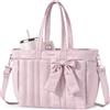 MOSISO Borsa Tracolla Fiocco Donna,15.6 pollici Borsa Tracolla Grande,Borsa | Mano,Borse Shoulder per Scuola Lavoro Viaggi Palestra,Borse Shoulder Leggera con Scomparti Laptop,Fiocco&Tracolle, Rosa