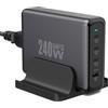 OUFUYU Caricatore USB C 240W 4 Porte PD3.1 Caricabatterie Rapido USB C GAN-III Alimentatore Multiplo per MacBook Air Pro iPad iPhone 15 16 Pro Samsung Galaxy Dell Switch