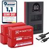 Baxxtar Set 2X DMW-BLC12 1100mAh + Caricabatterie 18622 USB-C Dual LCD | Compatibile con Panasonic Lumix DMC FZ300 FZ330 FZ1000 FZ2000 G5 G6 G70 G81 G91 GH2 GX8