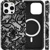 Yoedge Magnetica Cover per iPhone 16 Pro Max Fiori Pizzo, Aesthetic Nero Lace Motivo Vintage, Compatibile con MagSafe Silicone Custodia per Ragazza Donne, Case per iPhone 16Pro Max 6,9