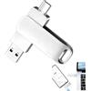 Lathurna Chiavetta USB da 128 GB con doppia porta integrata, USB-C e USB-A, alloggiamento in metallo antiurto, Plug & Play, compatibile con Android, iOS, espansione di memoria per foto e video