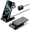 KPON Stazione di ricarica induttiva 3 in 1 per Samsung S26-S22/Z Flip/Fold7 | Caricabatterie wireless pieghevole da viaggio per Galaxy Watch Ultra/8-4 e Galaxy Buds (non per Watch 9/Ultra2)