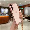 Emlivi Custodia per Samsung Galaxy A33 5G, con fascia dorata, con cuore d'amore, per ragazze, in silicone TPU, con cordoncino in silicone per avvolgere, sottile, antiurto, antigraffio, dolce custodia