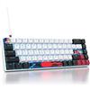 SOLIDEE tastiera da gioco meccanica al 65%,68 tasti con interruttori rossi lineari,tastiera meccanica cablata con retroilluminazione LED,tastiera ergonomica compatta per PS5/PS4/Xbox(68 Black-White)