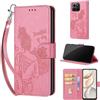 SIENIANLINE Cover per Honor 400 Smart 4G/5G custodia portafoglio Rosa | 3 scomparti carte, 1 tasca banconote, Chiusura magnetica, Supporto, Pelle PU flip cover per Honor 400 Smart