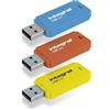 Integral Neon - Chiavetta USB 3.0 da 64 GB, confezione da 3 (blu/giallo/arancione)