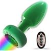 Generic Plug Anale Vibrante Con 10 Modalità E Luci LED, Telecomando, in Silicone Di Alta Qualità Per Uomini, Donne E Coppie (Vetro Verde)