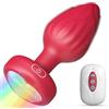 Generic Plug Anale Vibrante Con 10 Modalità E Luci LED, Telecomando, in Silicone Di Alta Qualità Per Uomini, Donne E Coppie (Rosso)