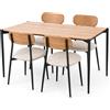 shopbest.it Set Tavolo e 4 Sedie moderno per Cucina e Sala da Pranzo, Tavolo Rettangolare 110x70 cm con Struttura in Metallo Nero, Piano MDF Effetto Legno, Sedie Imbottite in Tessuto, Set 5 Pezzi 4 Posti (Noce)