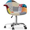 Iconik Interior Patchwork Style - Sedia da ufficio, con braccioli, sedia da ufficio, con ruote, tappezzata in Patty, multicolore