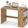 COSTWAY Scrivania Ufficio con Libreria Laterale a 2 Ripiani e Ampio Piano, 112 x 60 cm Scrivania Gaming in Legno, Scrittoio per Computer Salvaspazio per Studio, Soggiorno e Ufficio (Naturale)
