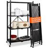 Avilia - Scaffale Pieghevole 4 Ripiani Salvaspazio con Ruote Piroettanti e Blocco, Struttura in Metallo Robusta, Uso per Cucina Garage Ufficio, Richiudibile Senza Montaggio, 123x71x34 cm