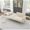 Lexiou Divano, divano a due posti multifunzione con funzione letto, schienale regolabile + braccioli a più cifre, moderno divano pieghevole per soggiorno, rivestimento in velluto (beige)