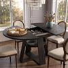 GAWYOEX Tavolo da pranzo rotondo allungabile, nero, 100/140 x 40 x 75 cm, per 2-6 persone, tavolino da salotto, tavolo da pranzo, piano in legno e gambe in ferro, tavolo rotondo allungabile per cucina