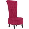 vidaXL Sedia Schienale Alto Design Bottoni Velluto Rosso Vino Chiaro