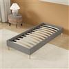 NOVEMBER Letto con rete integrata - Dimensioni 90 x 200 cm - Rivestimento in tessuto grigio - Stabile e robusto/Piedi centrali di rinforzo