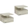 KOMTO Comodino Sospeso Camera da Letto, Mensola con Cassetto Sospesa | Set 2 Comodini in Rovere Craft Bianco, Comodino Piccolo con Vano Aperto, 35,4 × 32,2 × 24,6 cm