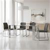 Yellowshop | Tavolo Rettangolare da Pranzo in Vetro temperato 12mm per Studio, Cucina, Soggiorno, Struttura in mdf con finitura Acciaio Cromo, L160xP90xH75 ARLEY