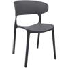 Cribel Set 4 Sedia Wave in Polipropilene Antracite, Design Moderno Monoblocco con Schienale Ampio Avvolgente, per Interni ed Esterni 41x57x83 cm