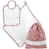 La Chiocciolina Set Asilo da ricamare a Punto Croce, 3 Pezzi, Sacchetto salvietta e bavaglia, Spugna Bianca con Tela Aida, Set per la Scuola Materna Fantasia Muso Orsetto (05 Rosa) (10 Rosso)