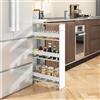 RELAX4LIFE Carrello Portaoggetti Ultra Sottile a 4 Ripiani 13cm/20cm con Ruote 360° e Freni, Salvaspazio e Stretto per Cucina, Bagno (Naturale+Bianco, 48x13x81 cm)