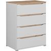 Vicco Cassettiera Ruben, Bianco/Rovere artigianale, 80 x 100.7 cm