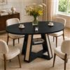GAWYOEX Tavolo da pranzo rotondo allungabile, 100/140 x 40 x 75 cm, tavolo da cucina per 2-6 persone, tavolino da salotto/tavolo da pranzo - piano in legno e gambe in ferro