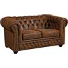 MASSIVMOEBEL24.DE OXFORD Divano Chesterfield - stoffa/marrone - stile Coloniale 148x86x72