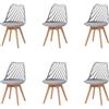 DEYARNA HOME Set di 6 Sedie da Pranzo Scandinave con Gambe in Legno,Grigio | Impermeabile e resistente, facile da pulire, Schienale Traforato a Rete, montaggio semplice, per Soggiorno, cucina e caffè