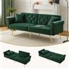 Lexiou divano letto a 2 posti, rivestimento in velluto, schienale regolabile in 3 livelli e piedini in metallo dorato, elegante con funzione di sonno (verde)