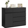 WOLTU Cassettiera Camera da Letto, Mobiletto Salvaspazio | con 5 Cassetti e 1 Armadietto, Ripiano Regolabile, per Soggiorno, Ingresso, 100x40x80 cm, Nero