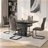JIEXI Tavolo da pranzo allungabile grigio con 4 sedie sospese, piano in MDF, 120-160 cm x 80 cm x 76 cm, set di 5 pezzi