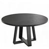 Garvee Tavolo da pranzo rotondo 120 cm per 4-6 persone, stile farmhouse/industriale, base centrale a croce stabile, piedini regolabili - Colore: nero effetto legno