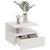 KOMTO Comodino Sospeso Camera da Letto, Mensola con Cassetto Sospesa | Comodino Piccolo Bianco con Vano Aperto, 35,4 × 32,2 × 24,6 cm