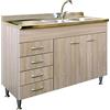 Yellowshop | Mobile sottolavello cm 120 con cassettiera completo di lavello inox serie Basic colore Olmo (Versione Sx)