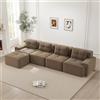 luckdect Divano modulare compresso, 382 cm, divano a 4 posti con 1 pouf e 4 cuscini, comodo divano disossato in velluto a coste, divano ad angolo a L per soggiorno